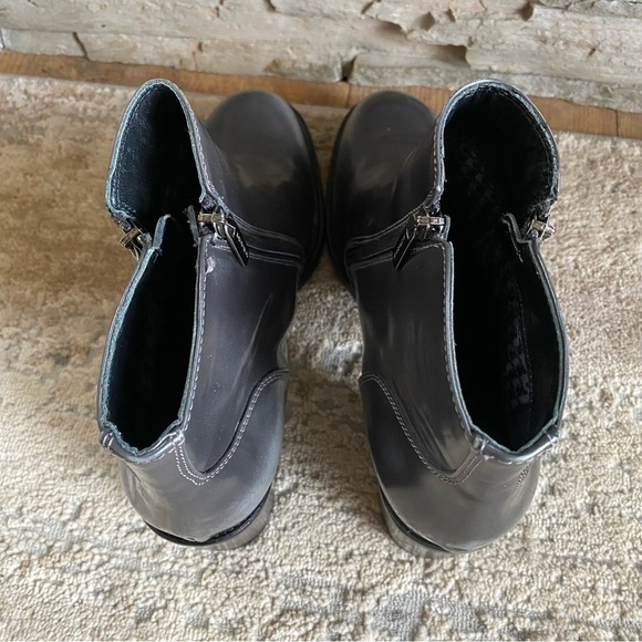 Aquatalia Gray Leather Heeled Ankle Boots Booties Moto Buckle: 12 - Picture 6 of 10